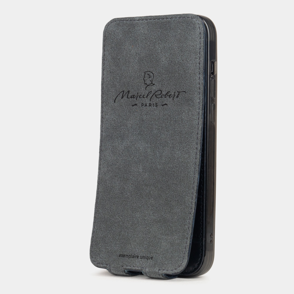 Чехол для iPhone 15 Pro Max из кожи крокодила, синего цвета