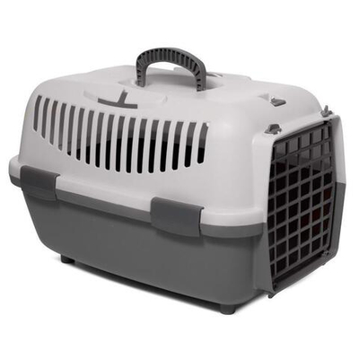 Переноска для животных с пластиковой дверцей "Верона" S, серая, 480*320*320мм, серия TRAVEL, Triol