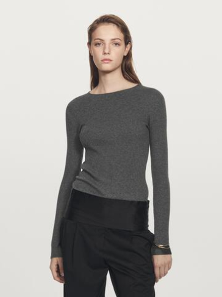 Massimo Dutti Футболка с длинным рукавом, серый меланж