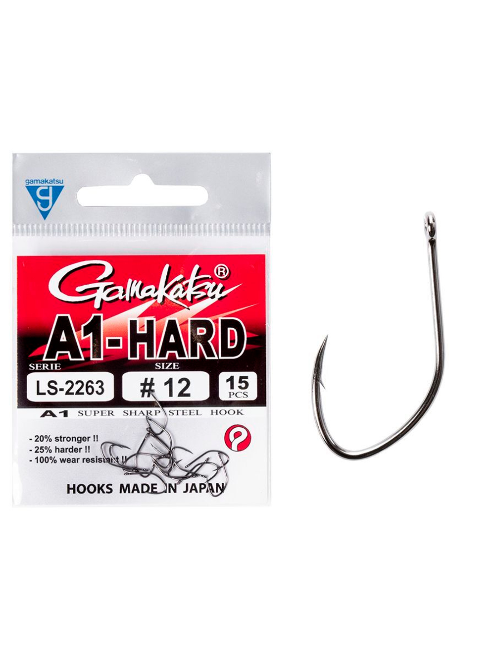Крючки Gamakatsu A1 LS-2263 EYED HOOKS BLACK размер 12 (упк.15шт.)