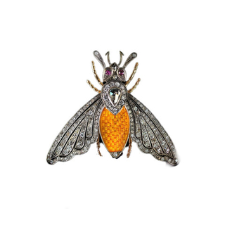 Брошь пчёлка с бриллиантами и эмалью
