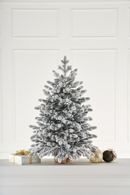 Ель настольная заснеженная Византийская 0,7 м пенек+мешковина 100% Литые веточки МаксКристмас