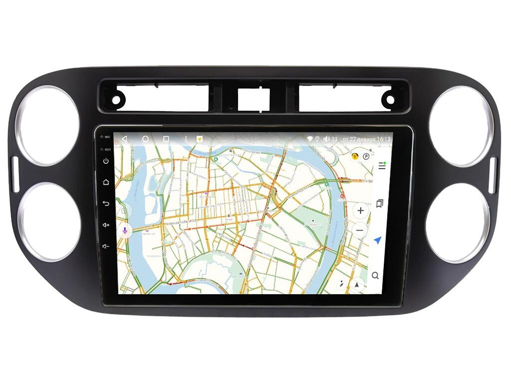 Магнитола для Volkswagen Tiguan 2011-2016 (рамка черная, прямоуг. кнопка) - Vaycar VA81-0489 на Android 13, 8-ядер, 4G SIM-слот