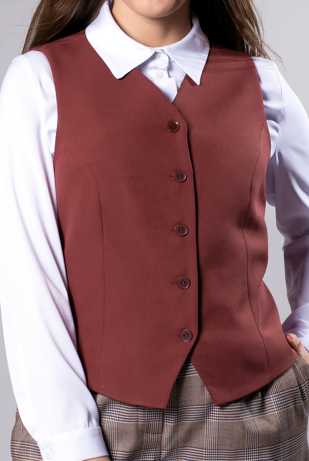 Жилет с подкладом 3433ВЕ, корич кирпич #89ККи063433ВЕ