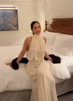 Серьги-половинки с коричневым литьем, Золотой