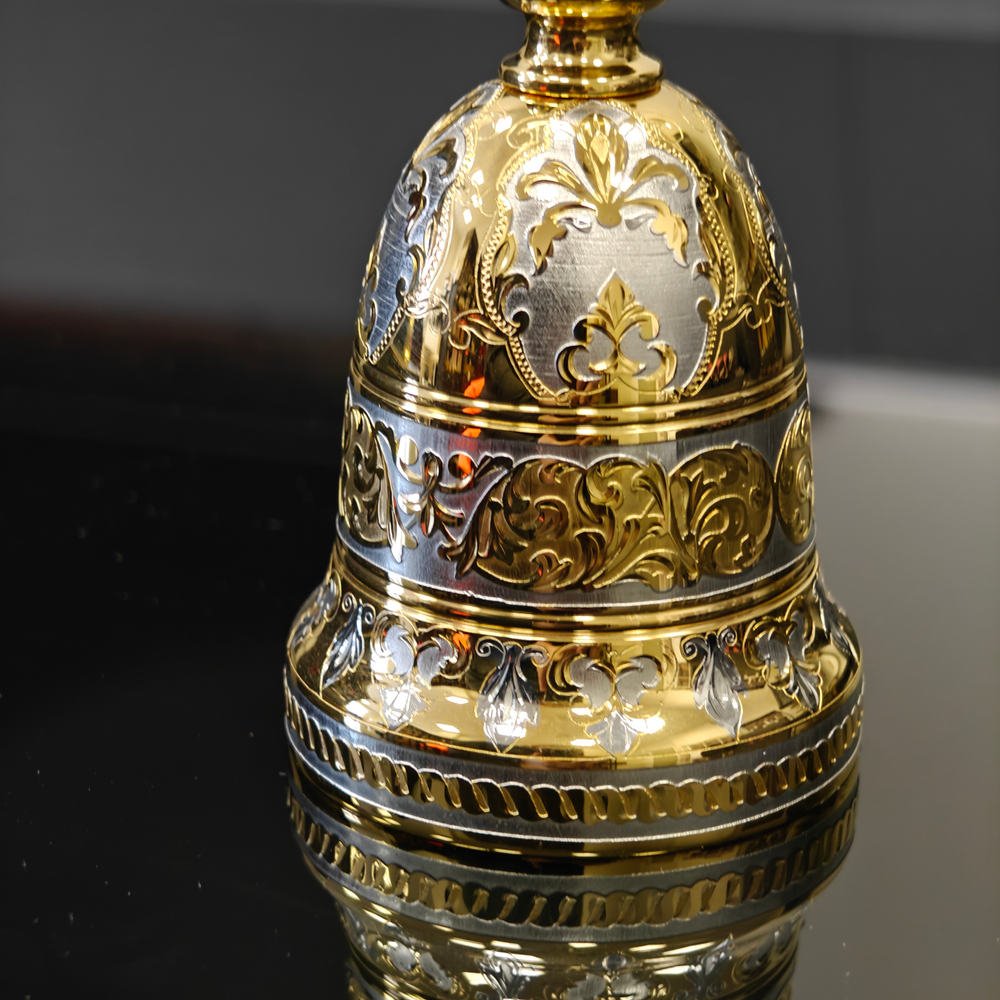 Колокольчик "Узорный с малахитом" в подарочном футляре