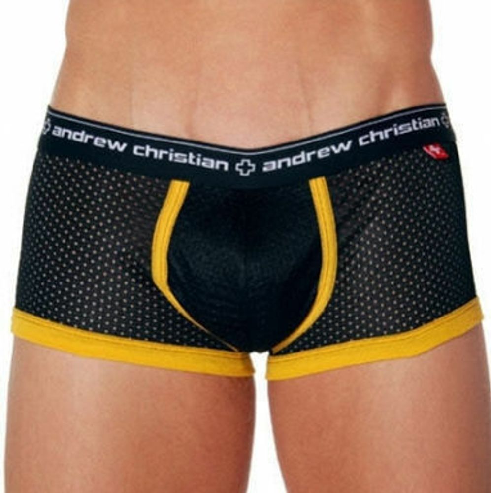 Мужские спортивные хипсы Andrew Christian Black Sport Mesh Boxer