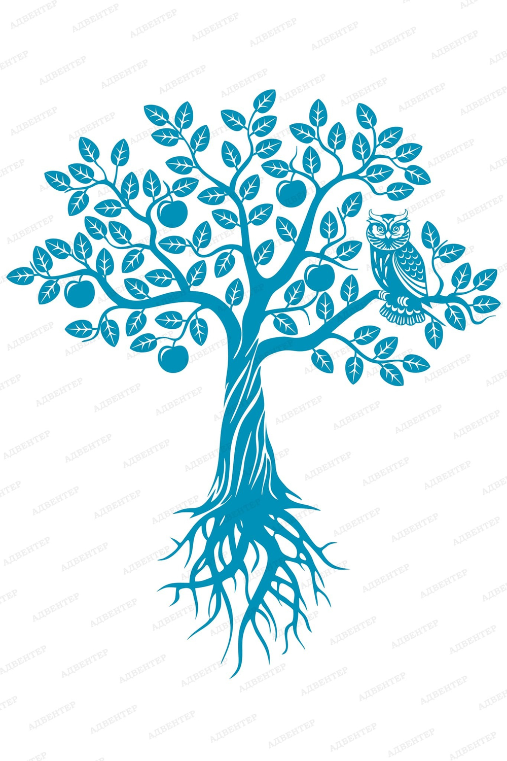 Фотообои Точка роста, белый фон, голубое дерево 145