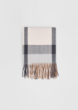 STRADIVARIUS Клетчатый шарф с бахромой, черный