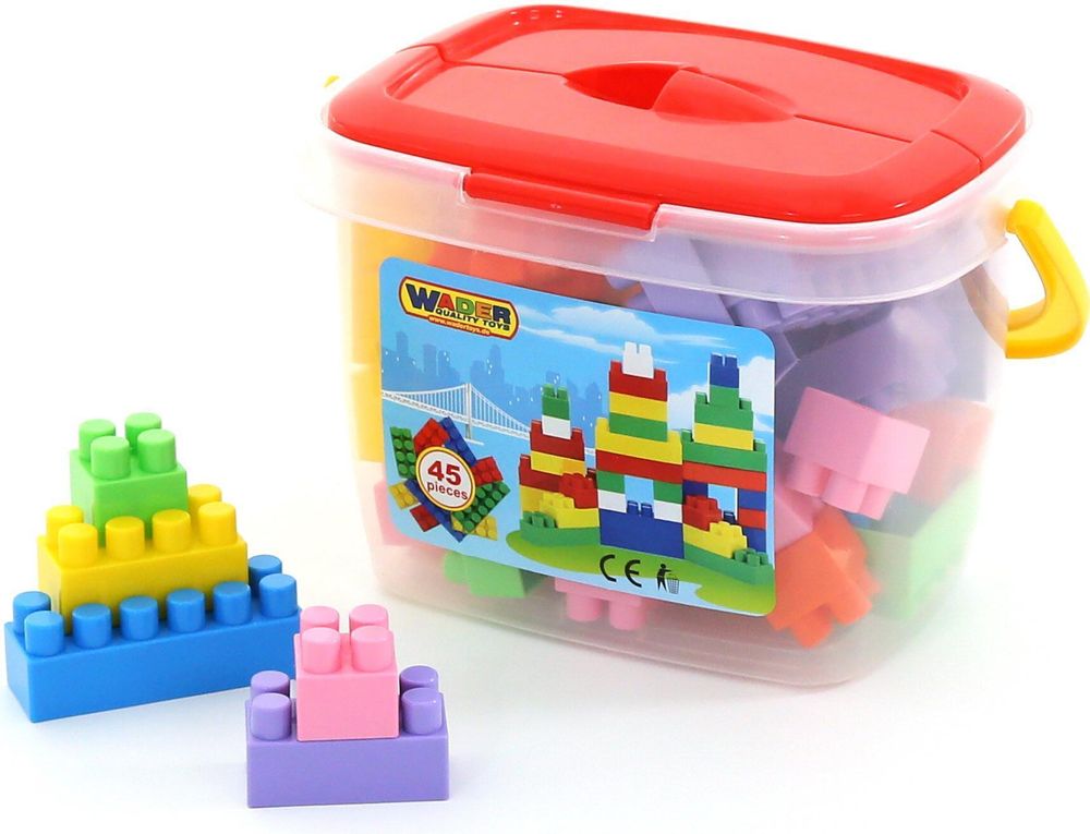 Конструктор "Строитель" (45 элем. в ведёрке)