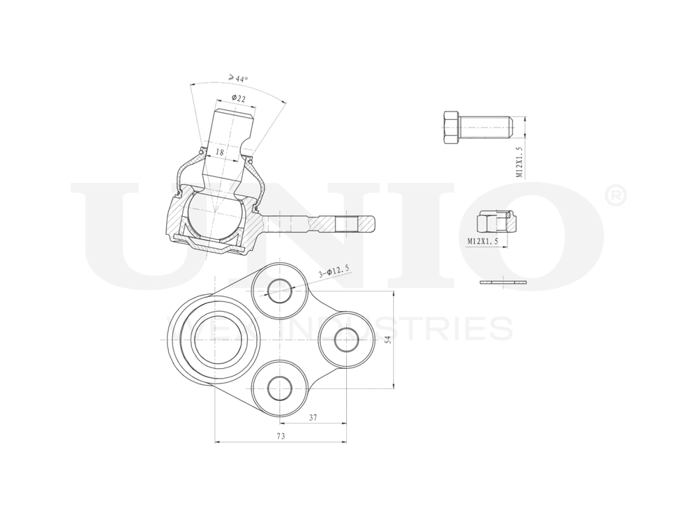 Опора шаровая передняя нижняя UNIO SSP-20090