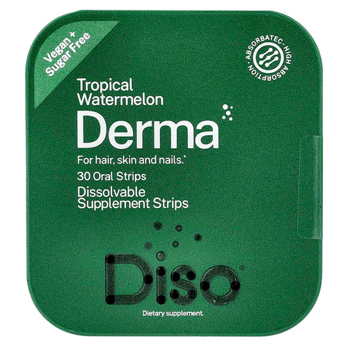 Diso, Derma, тропический арбуз, 30 полосок для полости рта