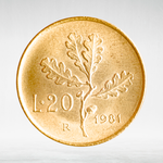 Italy 20 Lire 1981 R "Oak Branch", AU