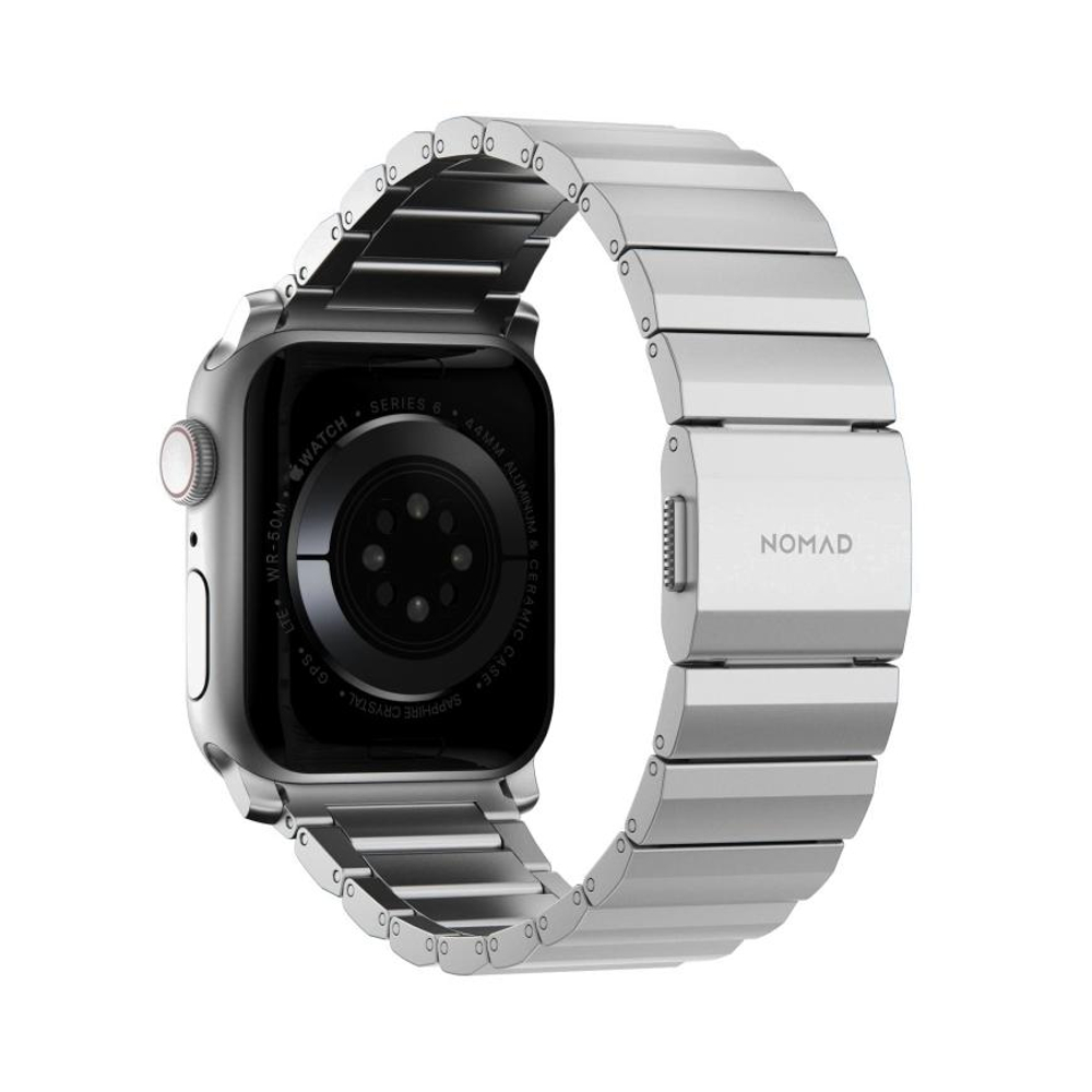 Алюминиевый блочный браслет Nomad Aluminium Band для Apple Watch 44, 45, 46 мм и Ultra 2–3 Матовый браслет из анодированного алюминия с алмазоподобным покрытием и магнитной застёжкой