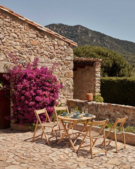 Складной стул Dandara из массива акации со стальной конструкцией и зеленым шнуром