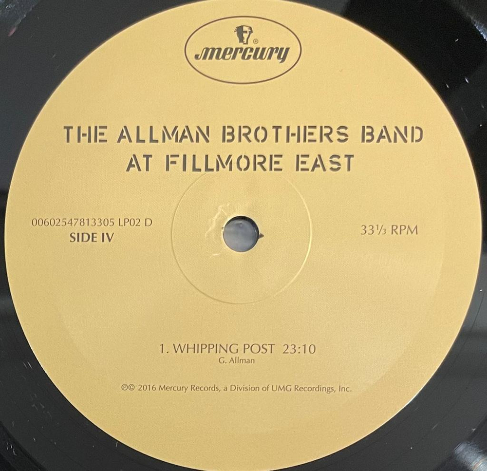 The Allman Brothers Band At Fillmore East 2LP (Европа 2016г.)