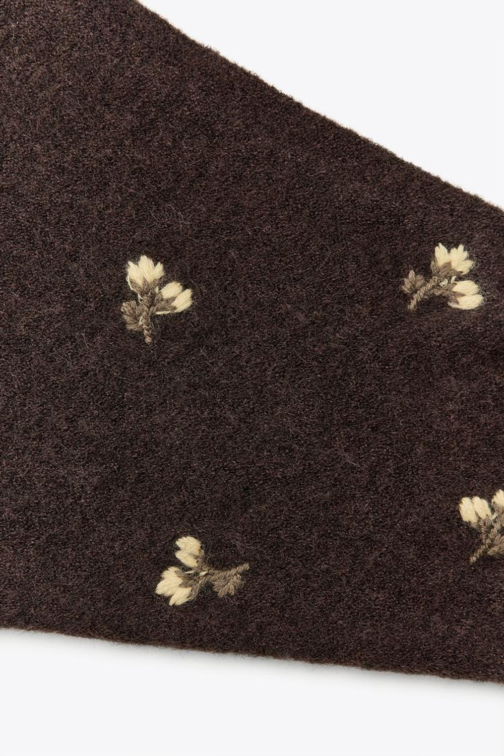 ZARA ТРИКОТАЖНАЯ БАНДАНА С ЦВЕТОЧНОЙ ВЫШИВКОЙ, КОРИЧНЕВЫЙ