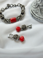 HMG 1131 Коралл Серьги Византия арт.0950