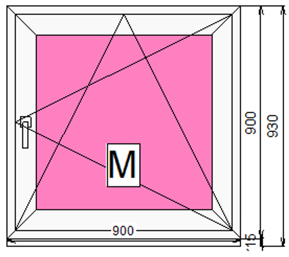 Пластиковое окно 900 х 900 ТермА Эко + Москитная сетка