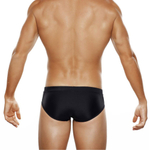 Черные плавки-брифы с полупрозрачными вставками по бокам (Размер: XL) (Цвет: черный)