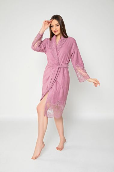 Халат женский махровый 4120 лиловый NUSA Турция