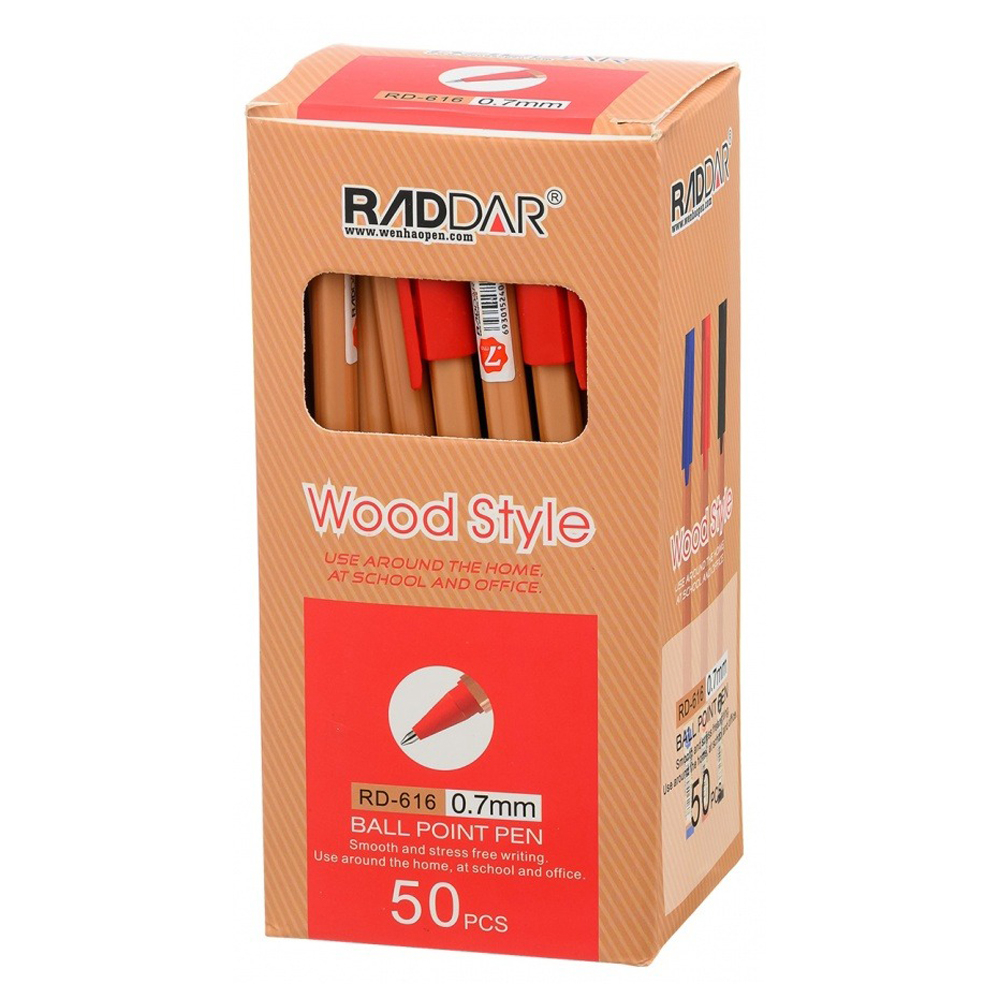 Ручка шариковая, Basir, красные чернила, серия "Wood Style", 50 шт