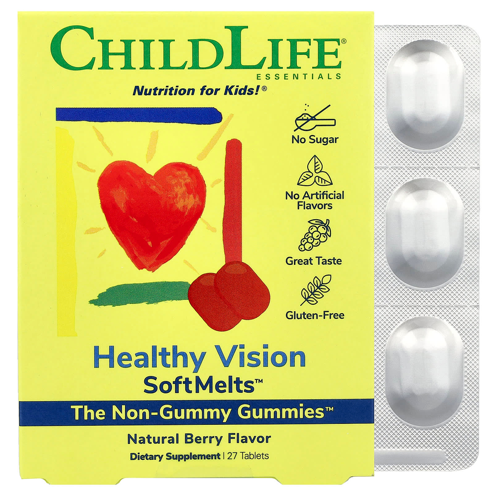 ChildLife Essentials, Healthy Vision SoftMelts, натуральный ягодный вкус, 27 таблеток
