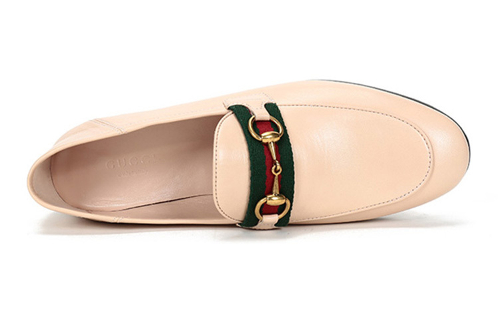 GUCCI Gucci Leather horse collar buckle Loafers women's Nude Color