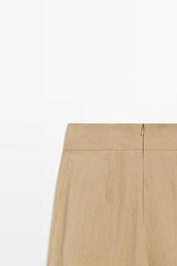 Massimo Dutti Брюки-палаццо со складками, цвет верблюжьей шерсти