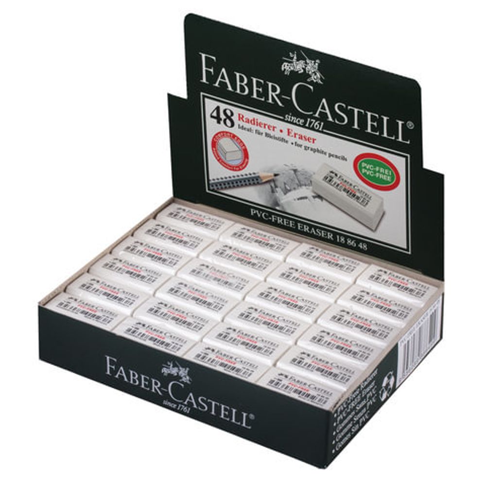 Ластик FABER-CASTELL "PVC Free", 31x16x11 мм, белый, прямоугольный, 188648