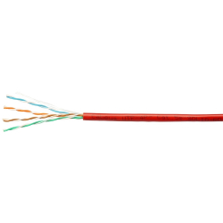 Витая пара Cabeus UTP-4P-Cat.5e-SOLID-RD Кабель витая пара UTP (U/UTP), категория 5e, 4 пары, 24 AWG, одножильный, PVC нг(А)-LS, красный (305м)
