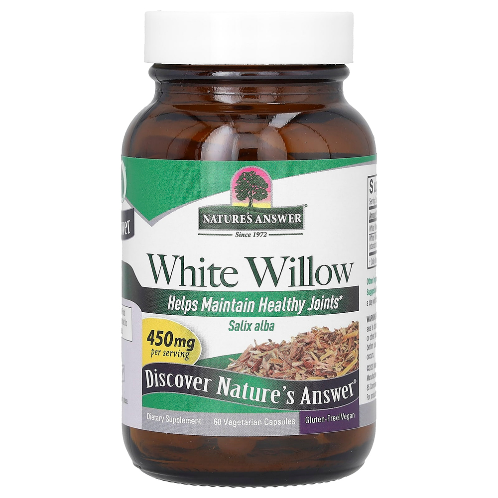 Nature's Answer, ива белая, 450 мг, 60 вегетарианских капсул