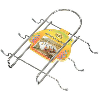 Подставка для кружек, мет-л, 19.5х18.5х4 см, 6 крючков, Мультидом, AN52-43