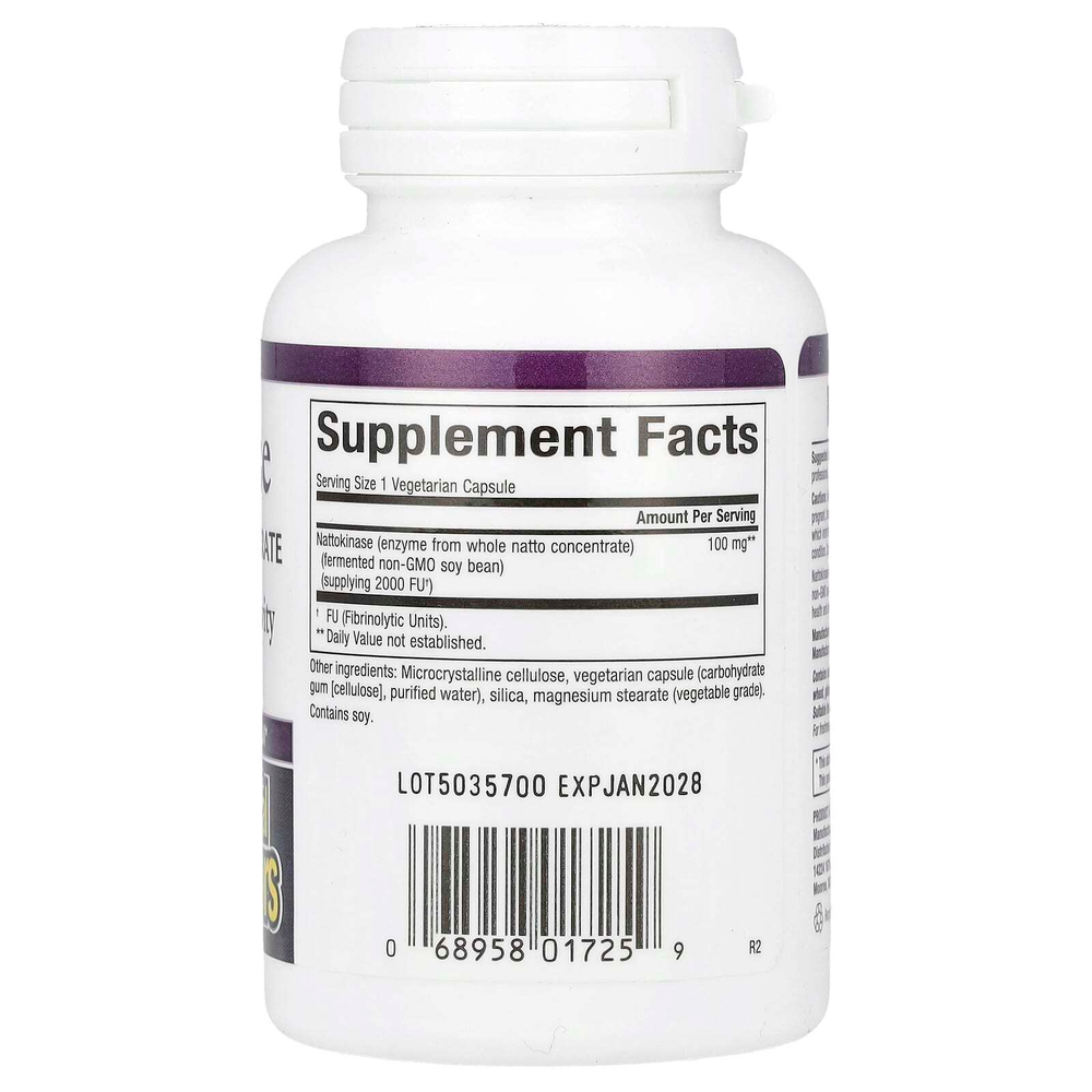 Natural Factors, наттокиназа, 100 мг, 60 вегетарианских капсул