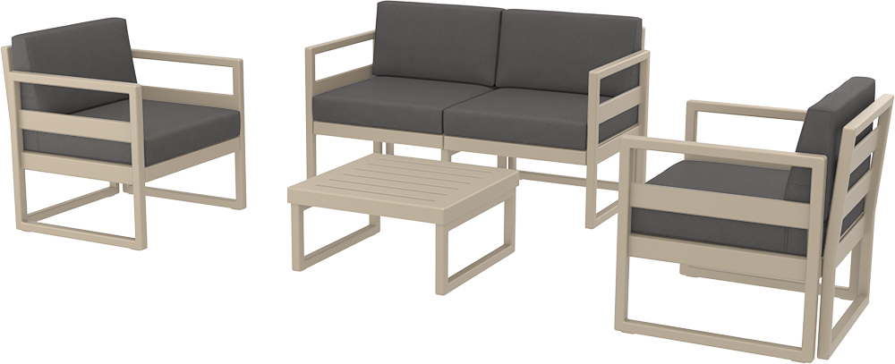 Комплект пластиковой мебели Siesta Contract Mykonos, бежевый, темно-серый