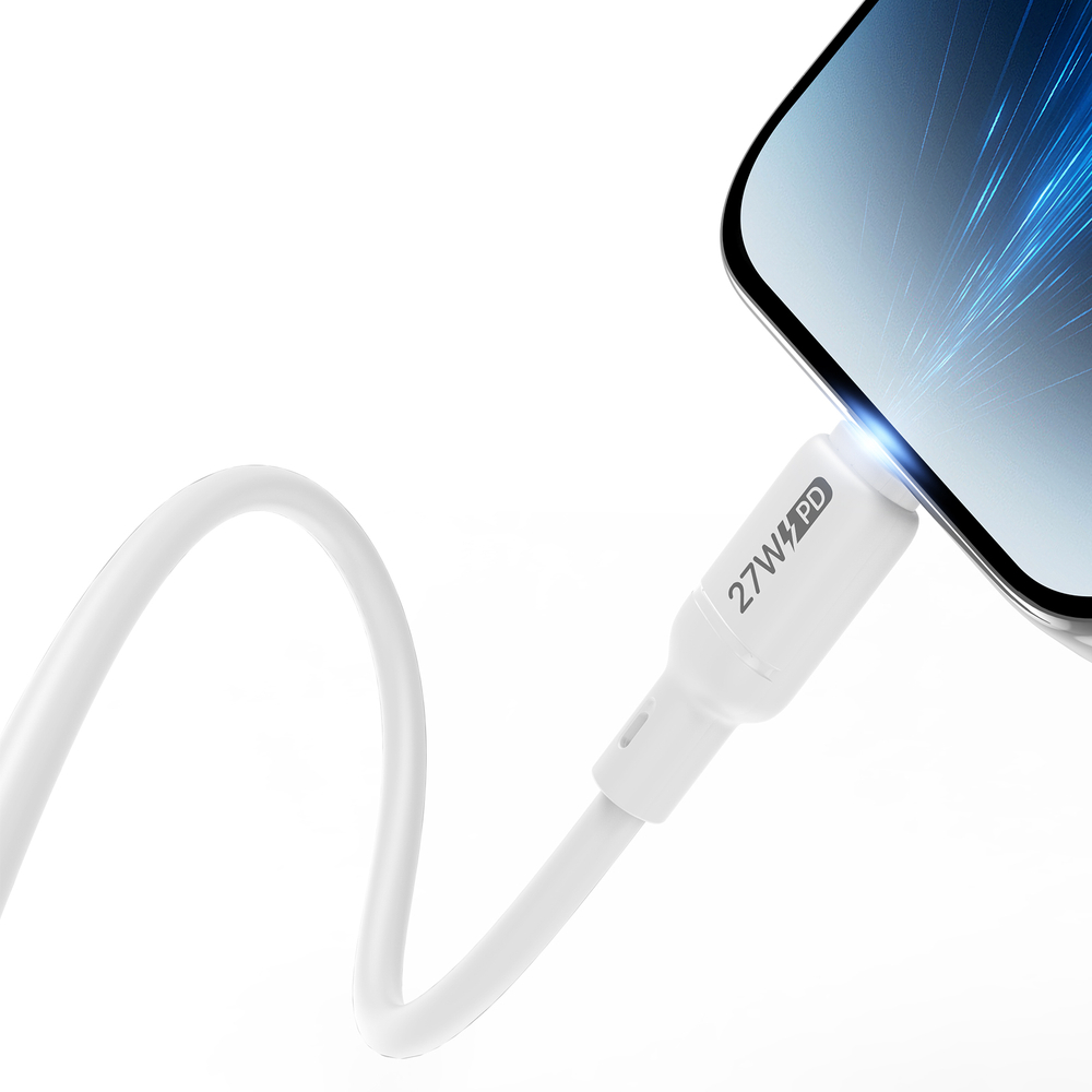 Силиконовый кабель с USB-C на Lightning, быстрая зарядка 27W, длина 100см (1м), серия SILI Series от Dux Ducis