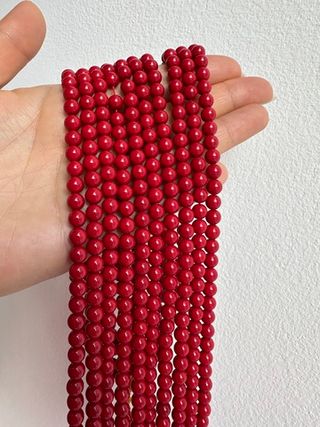 "Жемчуг круглый" 6мм, "Майорка. Имитация" (красный цвет)