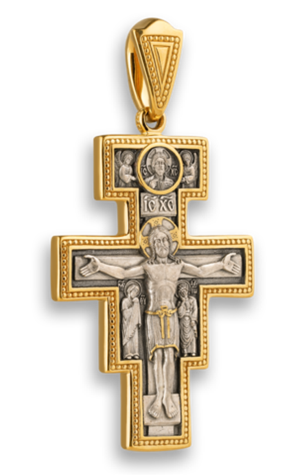 Крест "Распятие с предстоящими. Божия Матерь Оранта" (Крест святого Франциска)