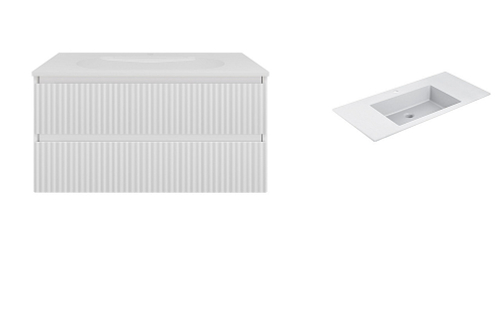 Тумба с раковиной Vincea Welle 100 VMC-2WL100MW/VCB-13100W белая матовая/раковина белая
