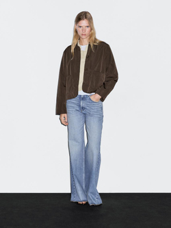 Massimo Dutti Укороченная стеганая куртка с обтяжными пуговицами, коричневый