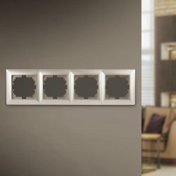 Рамка для розеток и выключателей Intro Solo 4-504-04 на 4 поста, СУ, шампань