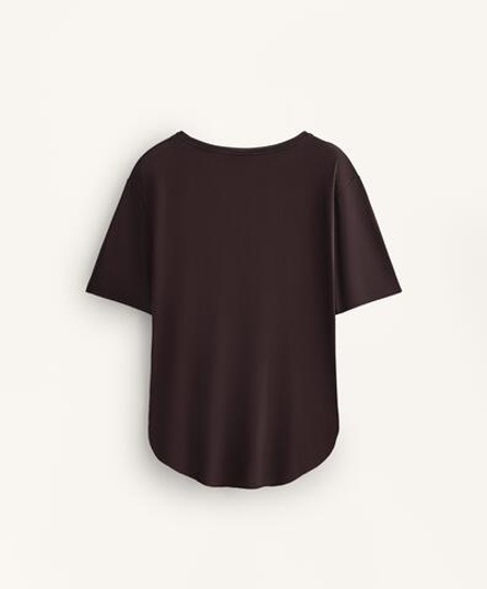 Oysho Футболка из модала с короткими рукавами, шоколадный