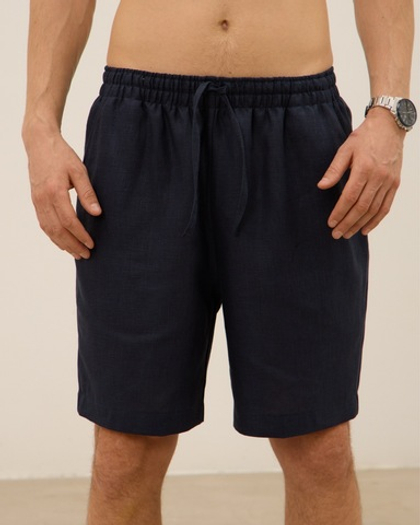 Шорты мужские, из 100% льна, синие