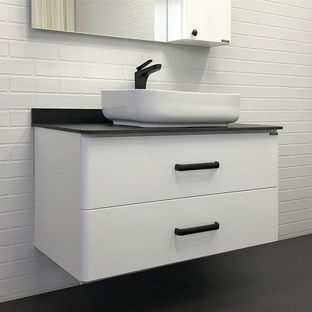 Тумба-умывальник Comforty Амстердам 95 белая с черной матовой столешницей с раковиной Comforty T-Y9378