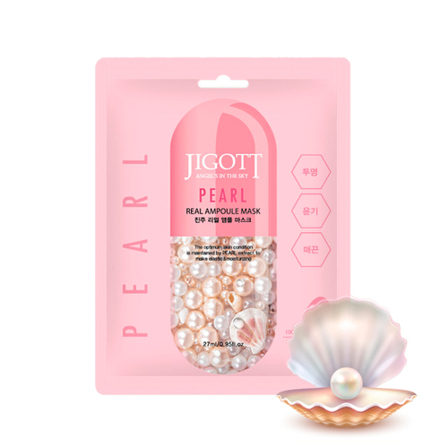 Маска для лица Jigott Pearl Real Ampoule Mask тканевая с экстрактом Жемчуга 27 мл