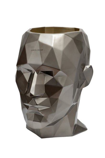 Кашпо для цветов декоратвное Garda Decor Голова мужчины серое