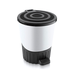 Мусорное ведро с педалью "Круги" 8 лт белый-черный