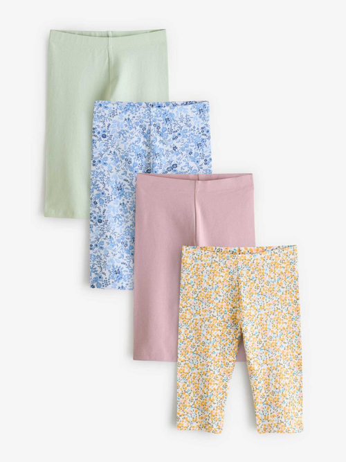 Легинсы укороченные для девочки Next E61-334, 4 шт., Салатовый, Голубой, Розовый