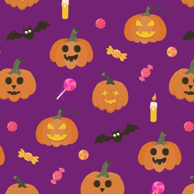 Хеллоуин тыквы, летучие мыши, свечи и сладости