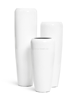 Кашпо TREEZ Effectory - серия Gloss - Высокий конус Design - Белый глянцевый лак